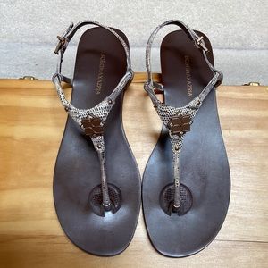 bcbg max azria lizard print thong sandals